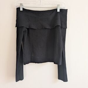 DISSH Black Ribbed Off-The-Shoulder Long Sleeve
